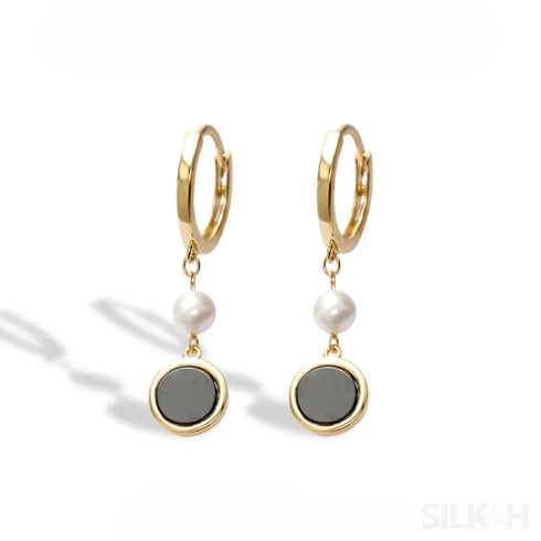 Retro 14k Gold Plated Sterling Silver Freshwater Pearl Hoop